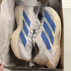Adidas Adizero Evo SL White and Blue Running Shoes